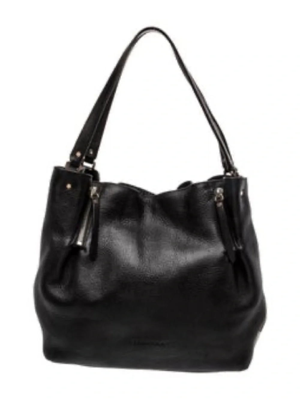 Burberry House Check Black Leather Large Shoulder Tote + Dust Bag